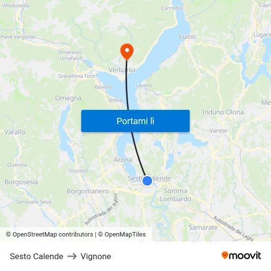 Sesto Calende to Vignone map