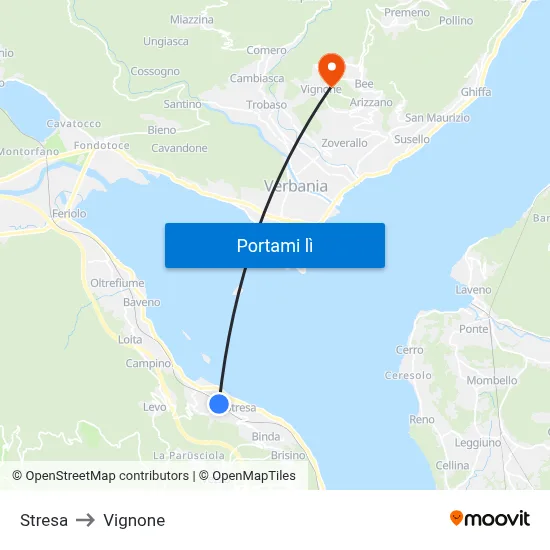 Stresa to Vignone map