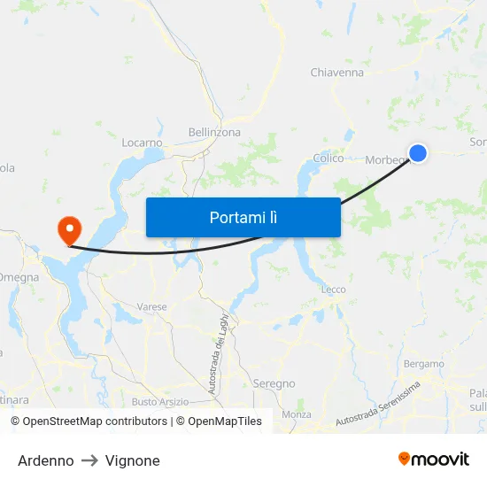 Ardenno to Vignone map