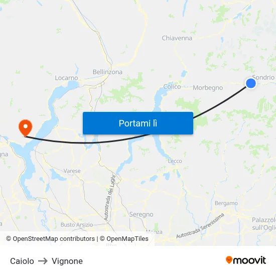 Caiolo to Vignone map