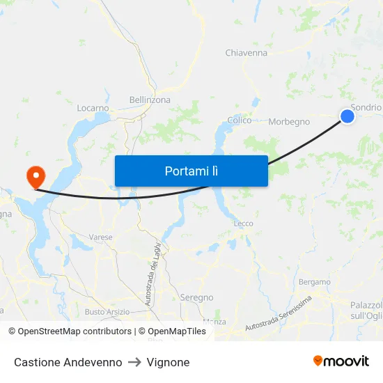 Castione Andevenno to Vignone map