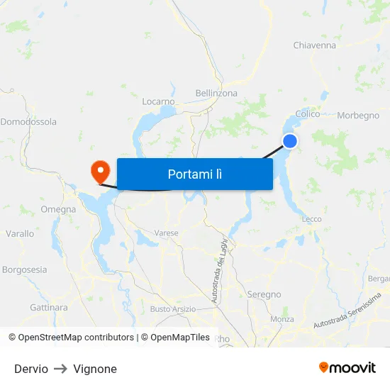 Dervio to Vignone map