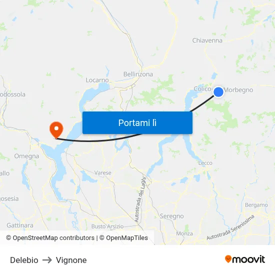 Delebio to Vignone map