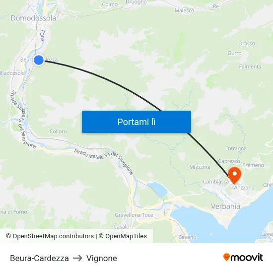 Beura-Cardezza to Vignone map
