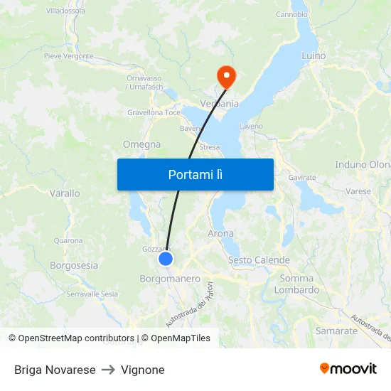 Briga Novarese to Vignone map