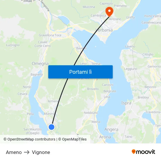 Ameno to Vignone map