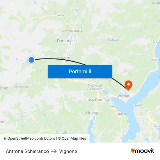 Antrona Schieranco to Vignone map