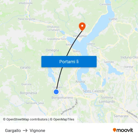 Gargallo to Vignone map