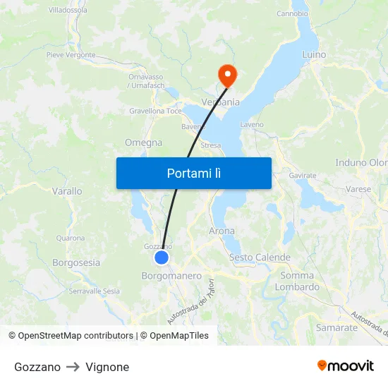 Gozzano to Vignone map
