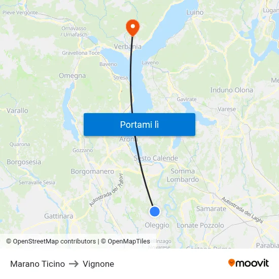 Marano Ticino to Vignone map