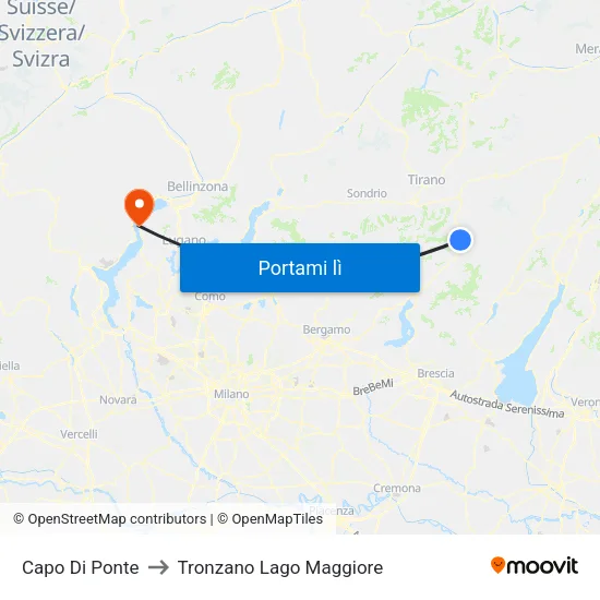 Capo Di Ponte to Tronzano Lago Maggiore map