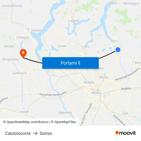 Calolziocorte to Soriso map