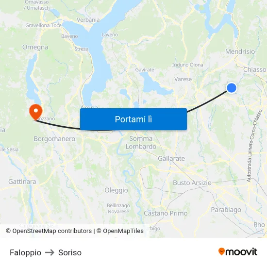 Faloppio to Soriso map