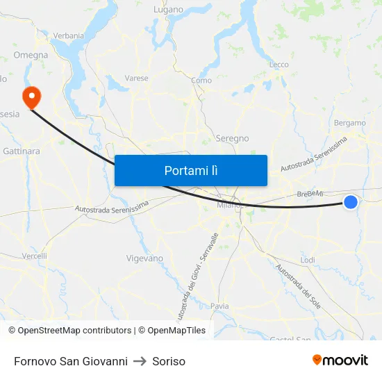 Fornovo San Giovanni to Soriso map