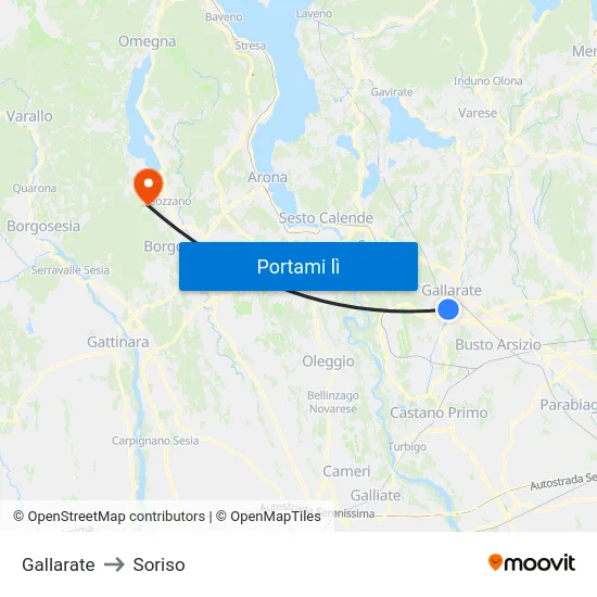 Gallarate to Soriso map