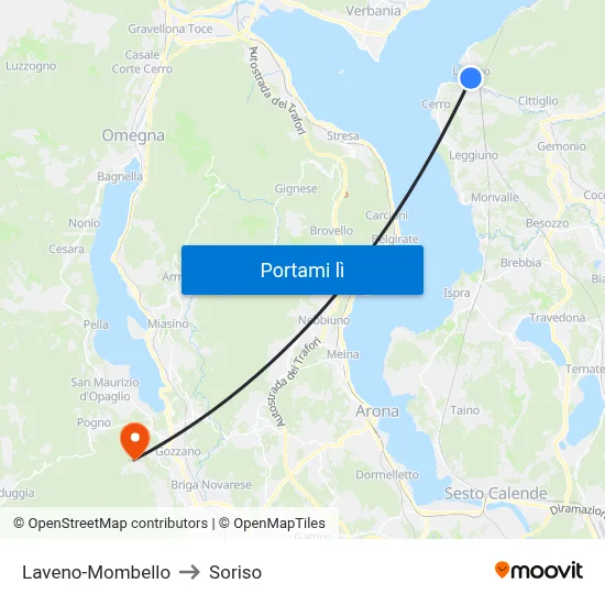 Laveno-Mombello to Soriso map