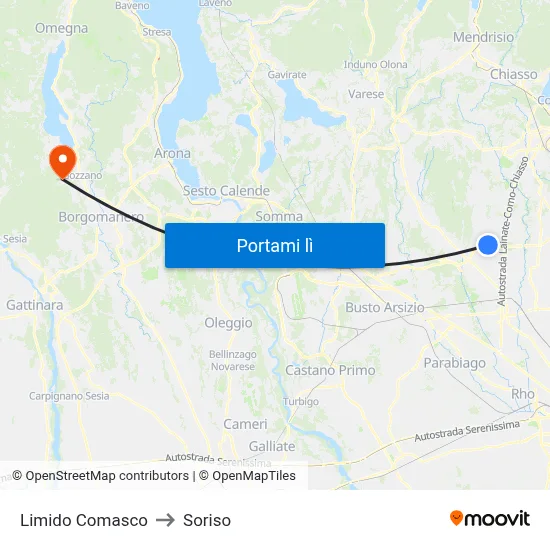 Limido Comasco to Soriso map