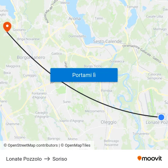 Lonate Pozzolo to Soriso map