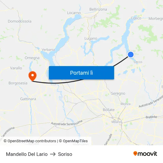 Mandello Del Lario to Soriso map