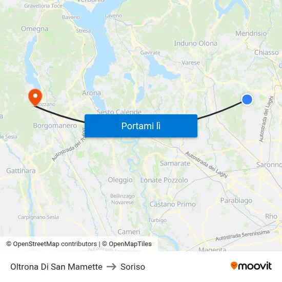 Oltrona Di San Mamette to Soriso map