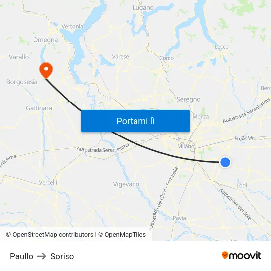 Paullo to Soriso map