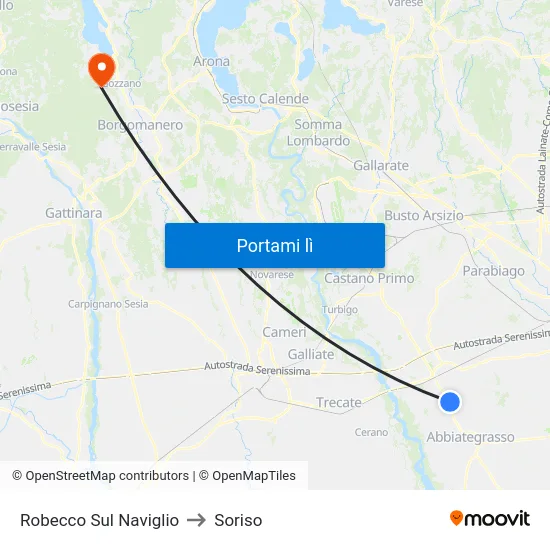 Robecco Sul Naviglio to Soriso map