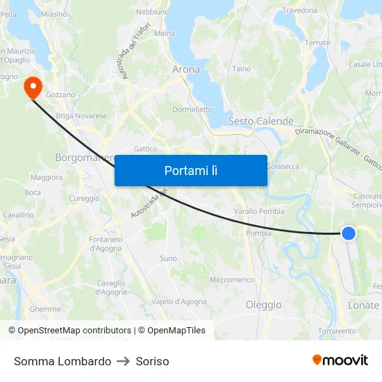 Somma Lombardo to Soriso map