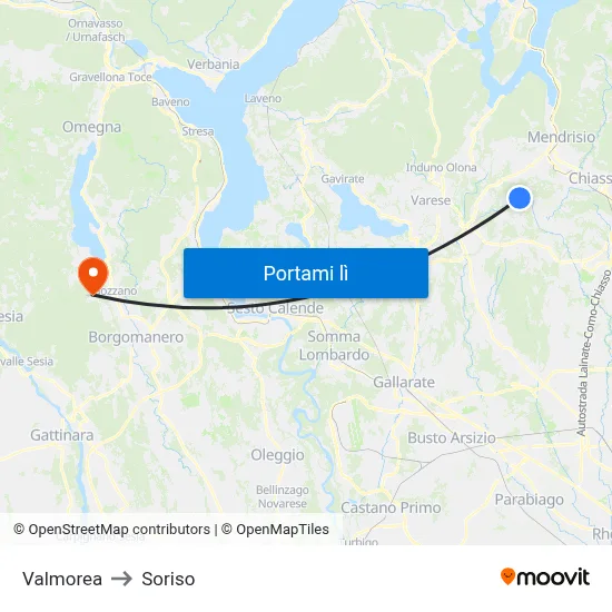 Valmorea to Soriso map