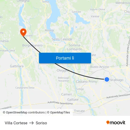 Villa Cortese to Soriso map