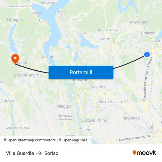 Villa Guardia to Soriso map