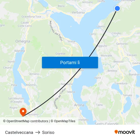 Castelveccana to Soriso map