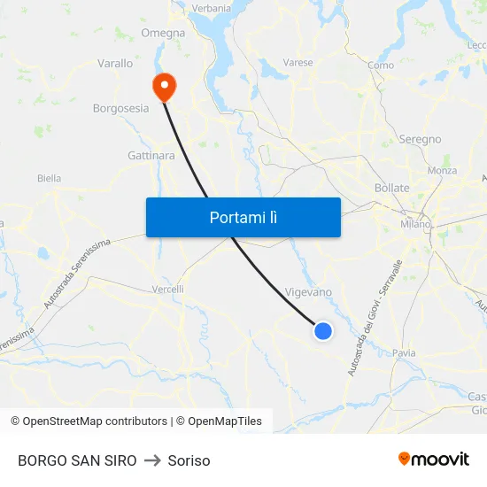 BORGO SAN SIRO to Soriso map