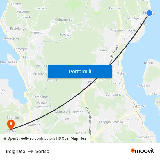 Belgirate to Soriso map