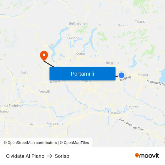 Cividate Al Piano to Soriso map