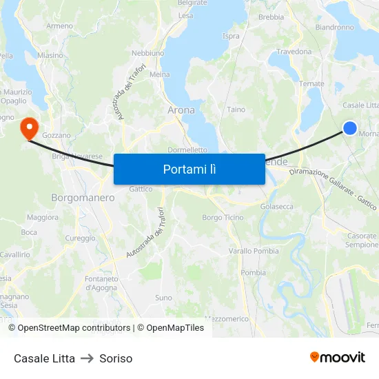 Casale Litta to Soriso map