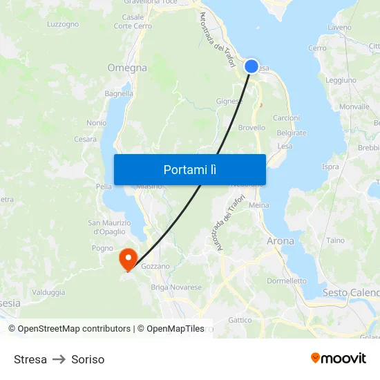 Stresa to Soriso map