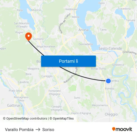 Varallo Pombia to Soriso map