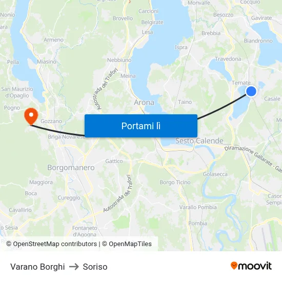 Varano Borghi to Soriso map