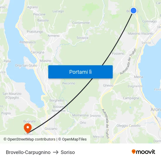 Brovello-Carpugnino to Soriso map