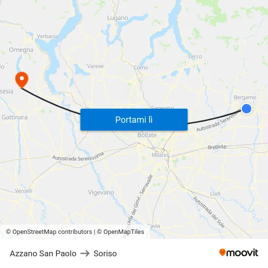 Azzano San Paolo to Soriso map