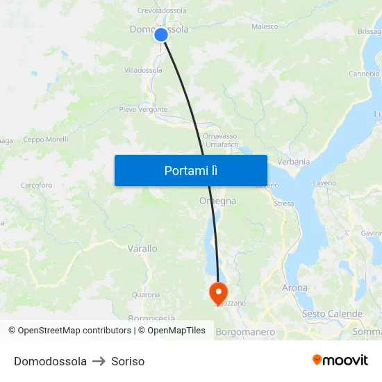 Domodossola to Soriso map