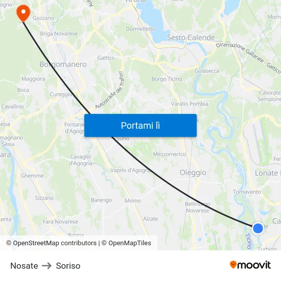 Nosate to Soriso map