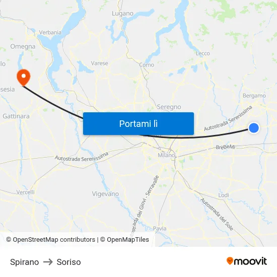 Spirano to Soriso map