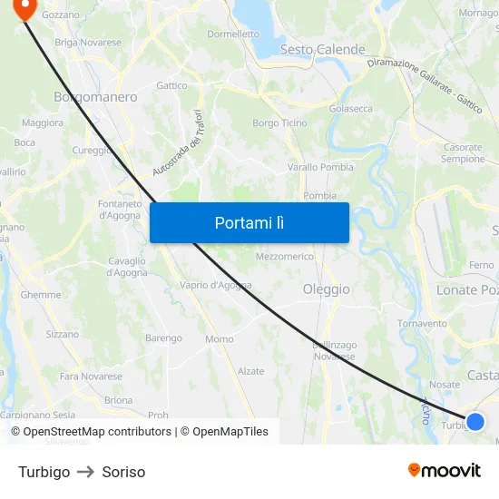 Turbigo to Soriso map