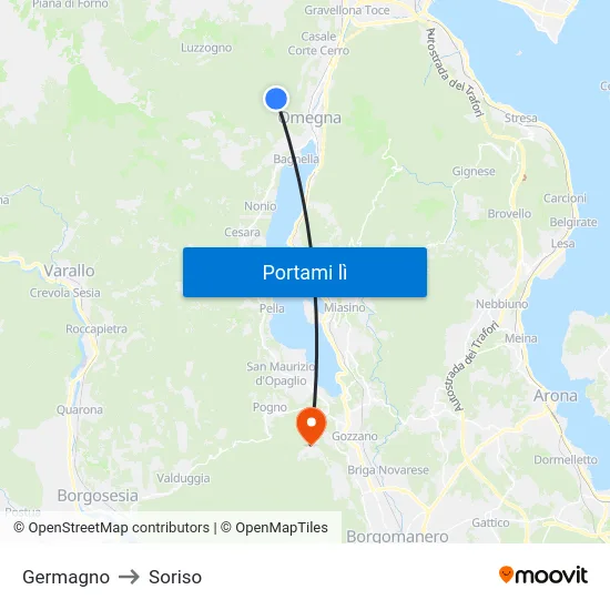 Germagno to Soriso map