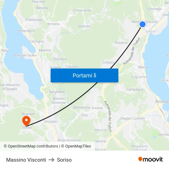 Massino Visconti to Soriso map