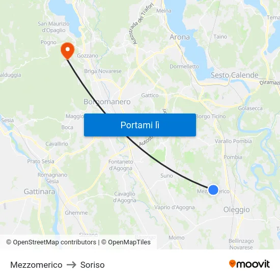 Mezzomerico to Soriso map