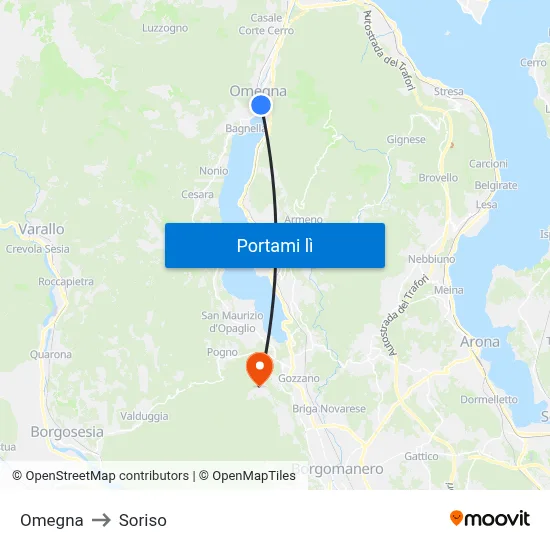 Omegna to Soriso map