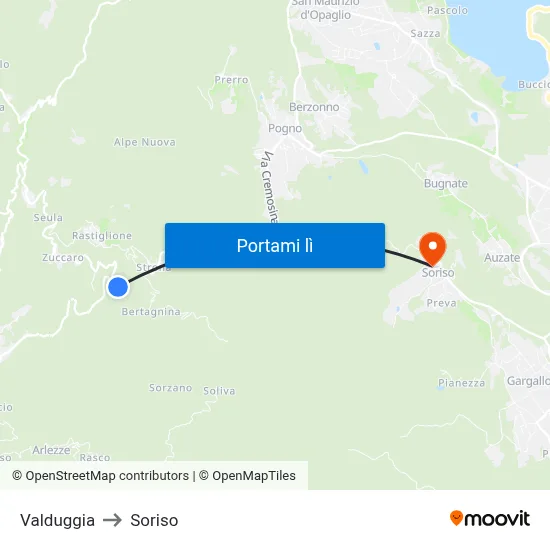 Valduggia to Soriso map