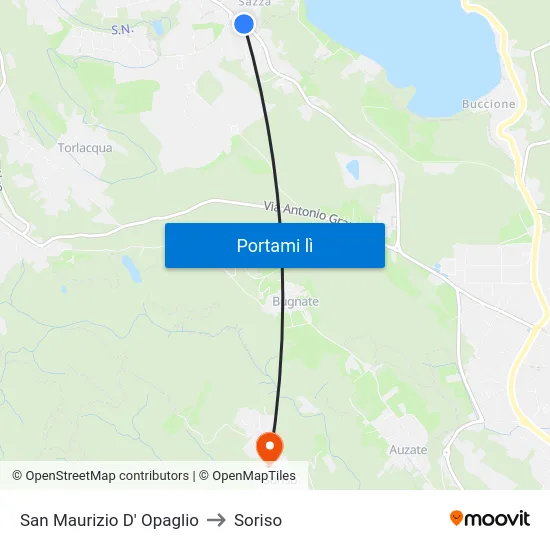 San Maurizio D' Opaglio to Soriso map